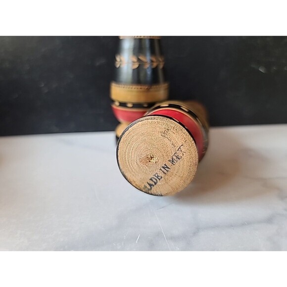 Mexican Wooden Salt And Pepper Shakers Vintage - Picture 3 of 10